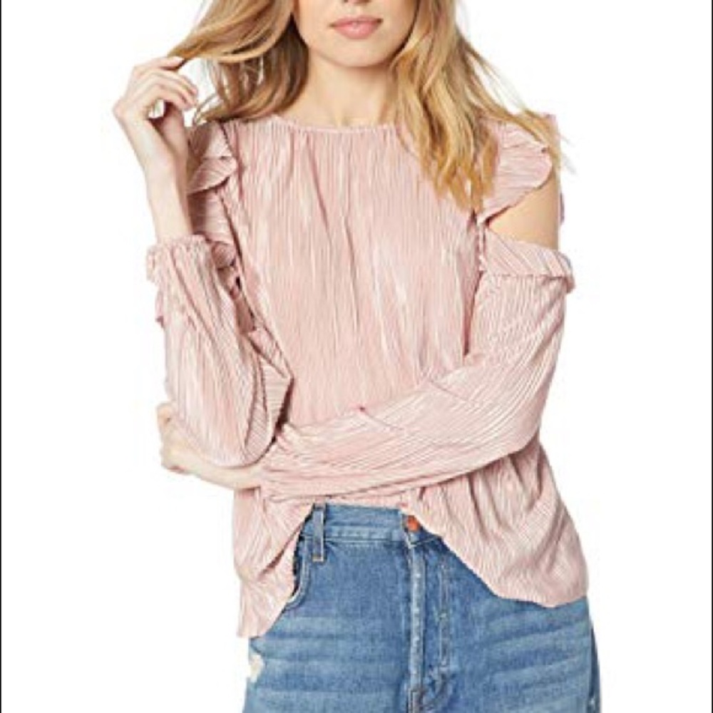 BB Dakota Lulu's Pink Ruffle Sleeve Cut Out Top Size Small NWT Pleated Party